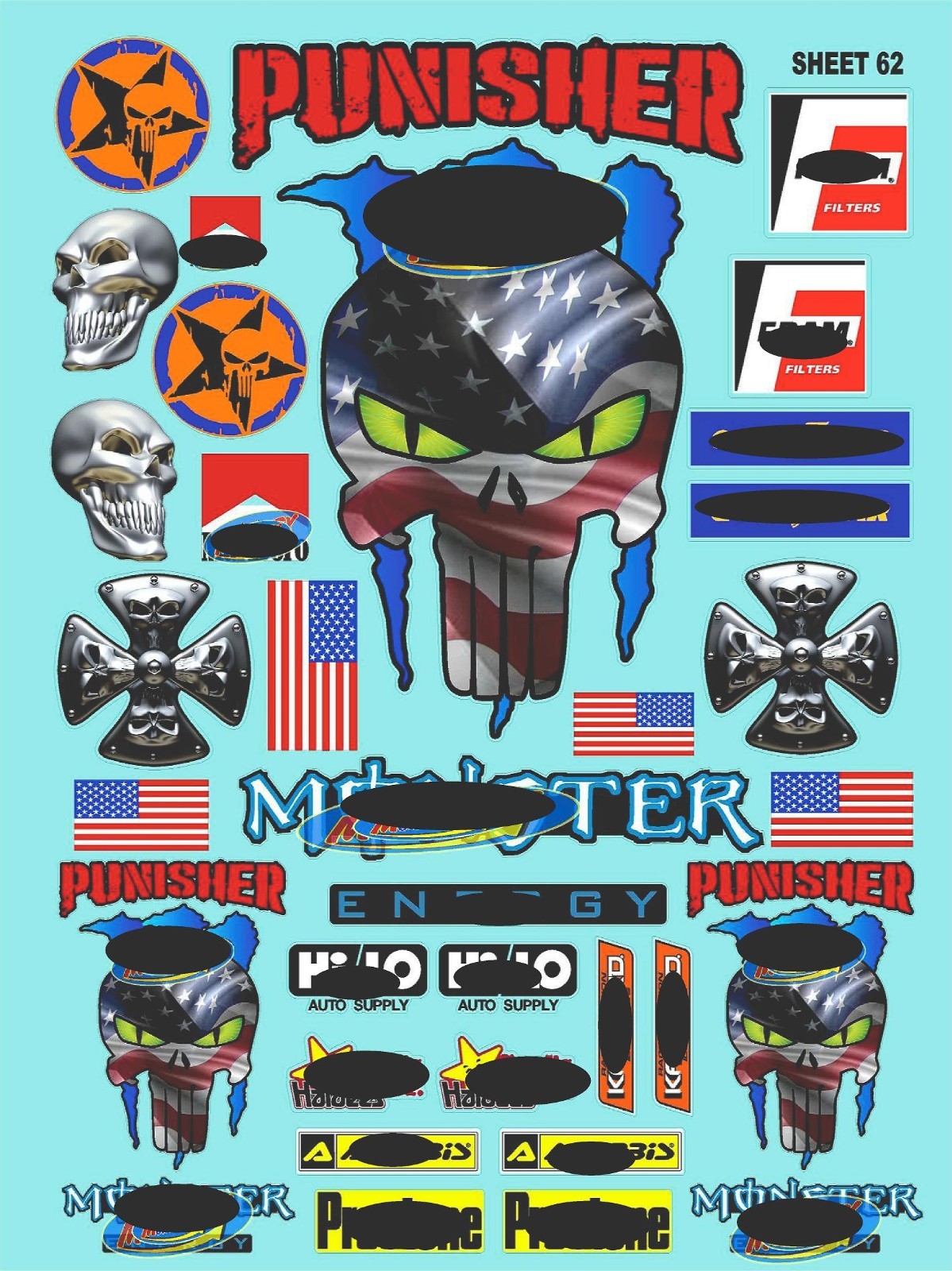 Clear Matte Vinyl Sticker SHEET 62-R/c Model Decals 1/12-1/10 Nascarmonsterpower
