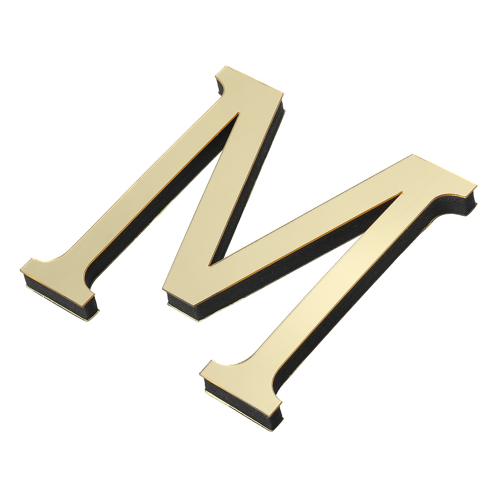 3D Acrylic Alphabet Mirror Wall Stickers Letter M Self-Adhesive Light Gold