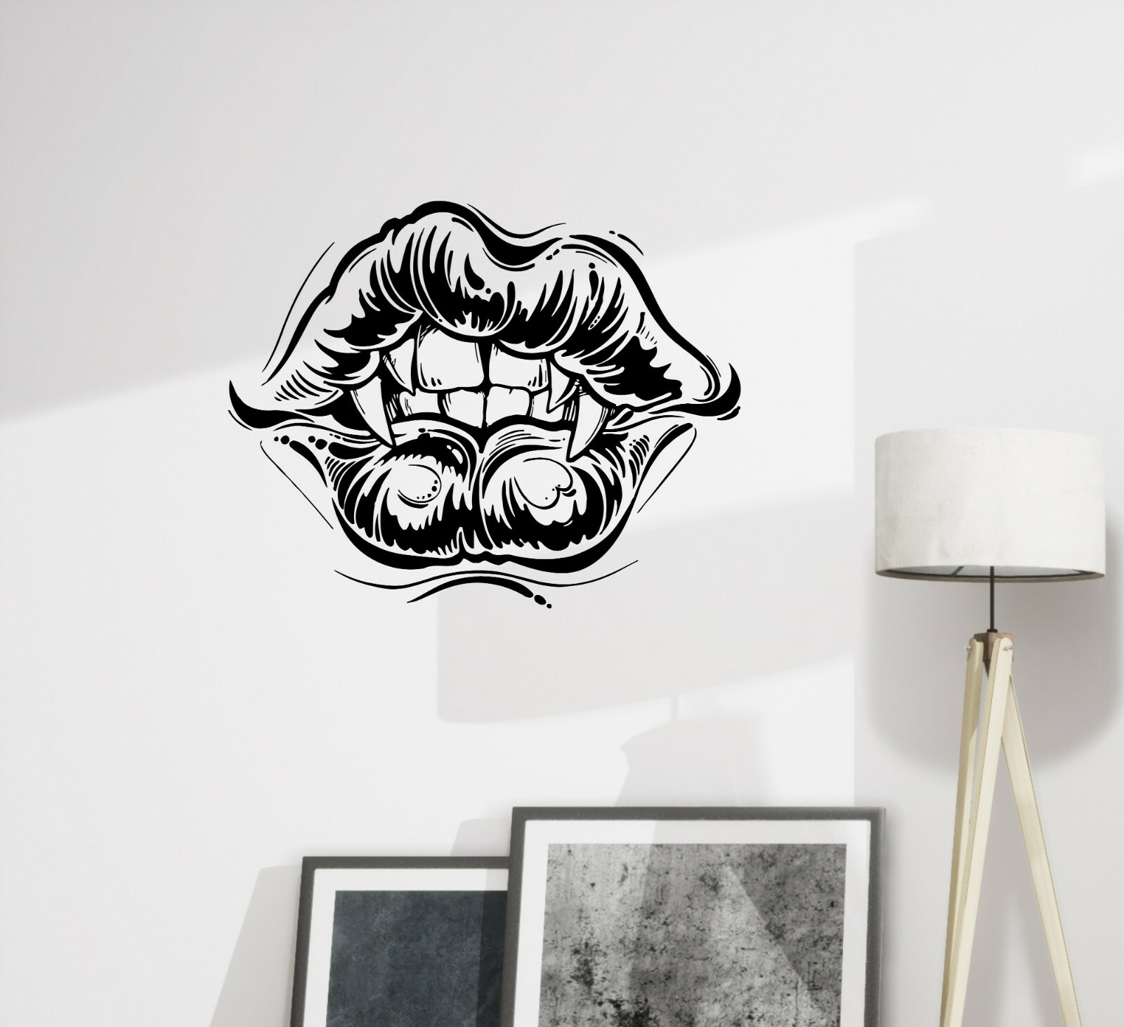 Wall Decal Sexy Lips Girls Vampire Fangs Vinyl Sticker (ed2014)