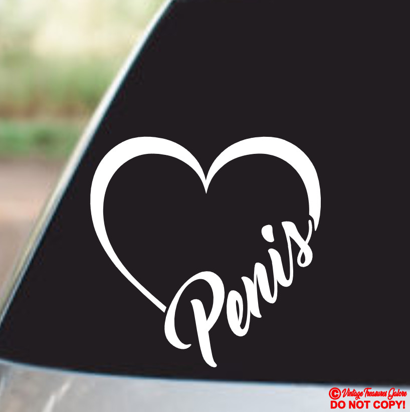 I LOVE PENIS HEART – VINYL DECAL CAR WINDOW STICKER GAY PRIDE PRANK GAG GIFT JDM