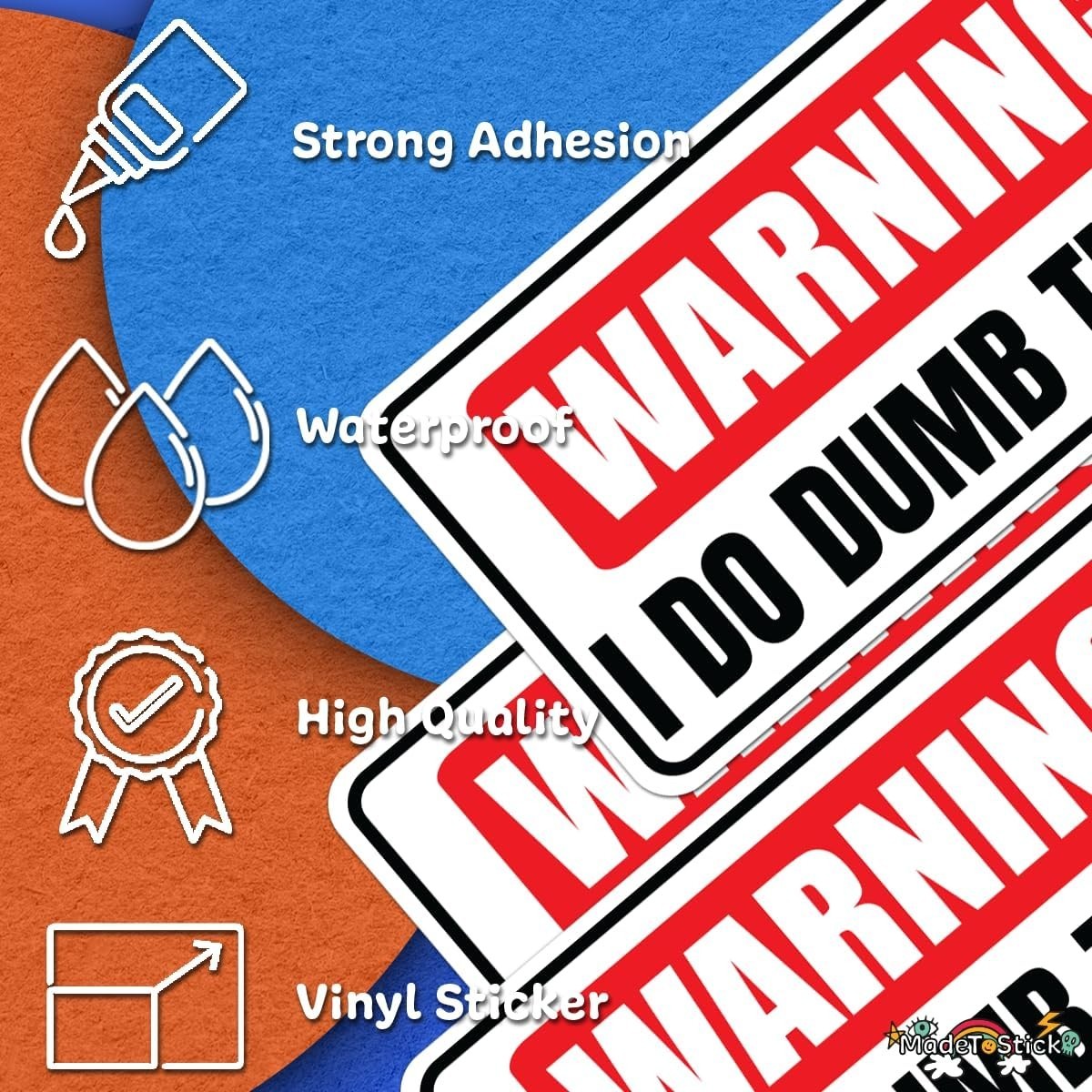 Warning I Do Dumb Things Funny Sarcastic 3-Pack Vinyl Decal Toolbox 1.5"x3"
