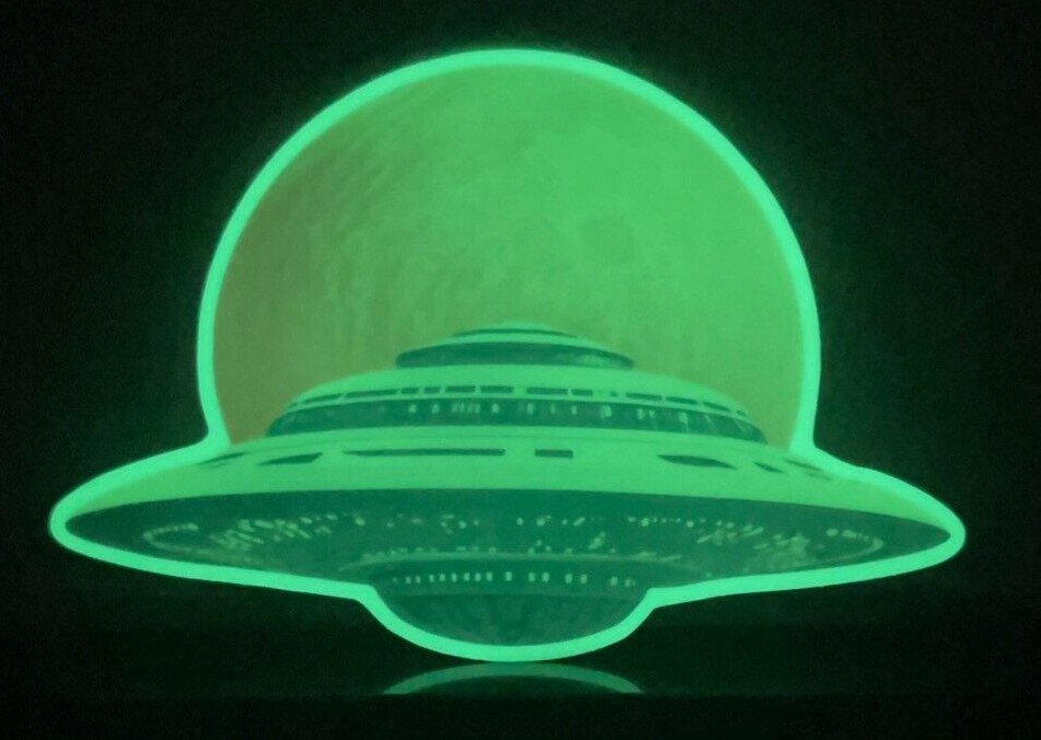 Alien UFO Fantasy Space Sticker Glow in the Dark Vinyl Decal Sci-Fi Laptop Wall