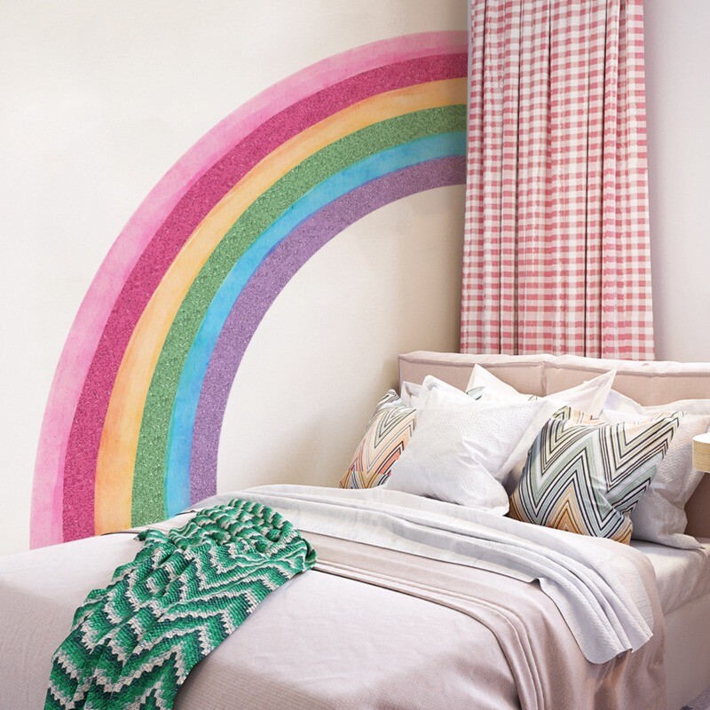 Large Rainbow Wall Sticker Decal PVC for Living Room Bedroom Pink Home Decor Art