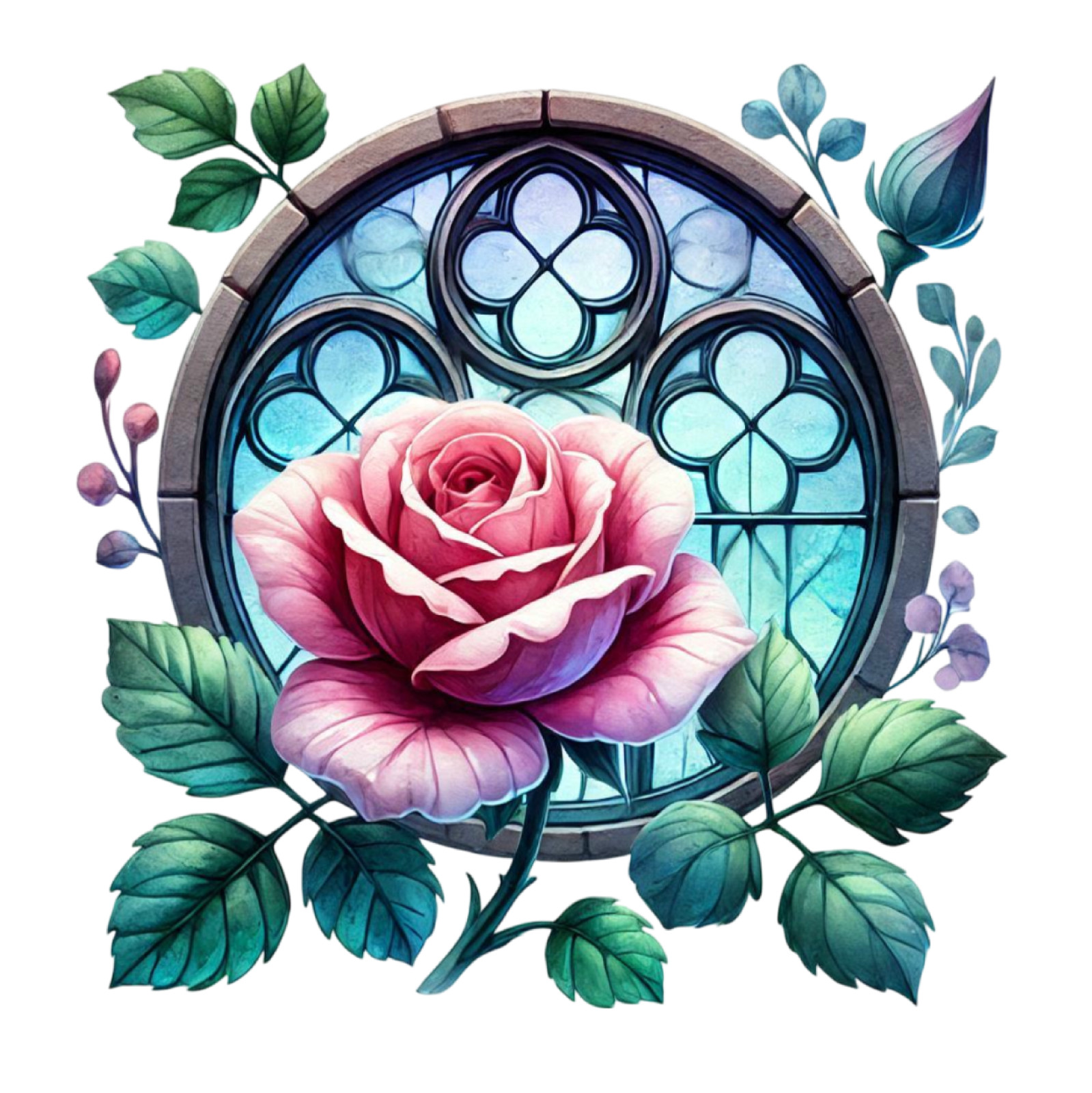 Wall Decal Sticker Roses Stained Glass Window Wall Sticker 18X18cm Large