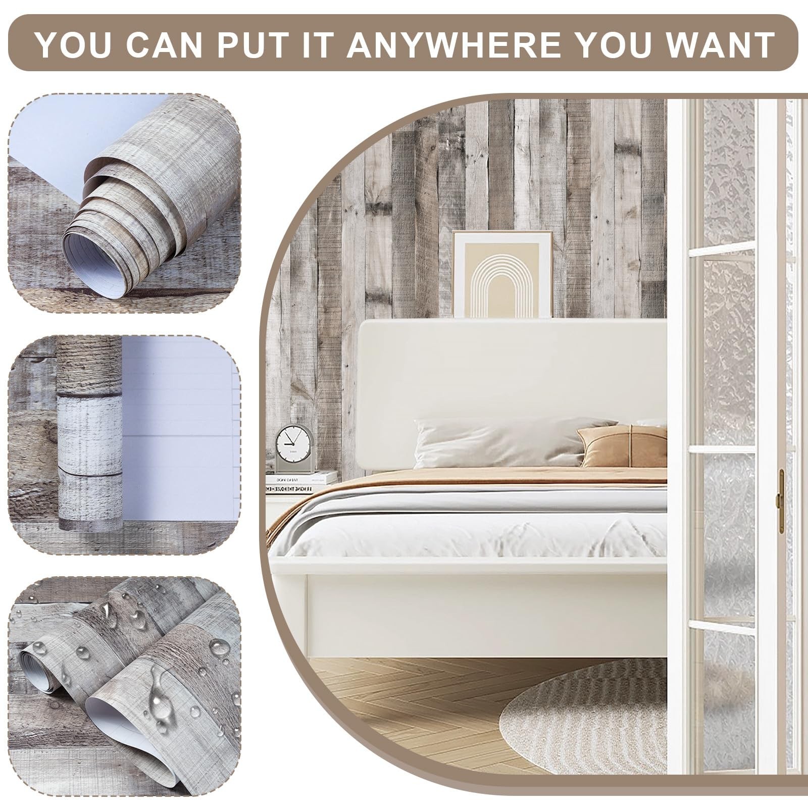 Vintage Wood Wallpaper Rustic Wood Wallpaper Stick and Peel Self Adhesive Dis…