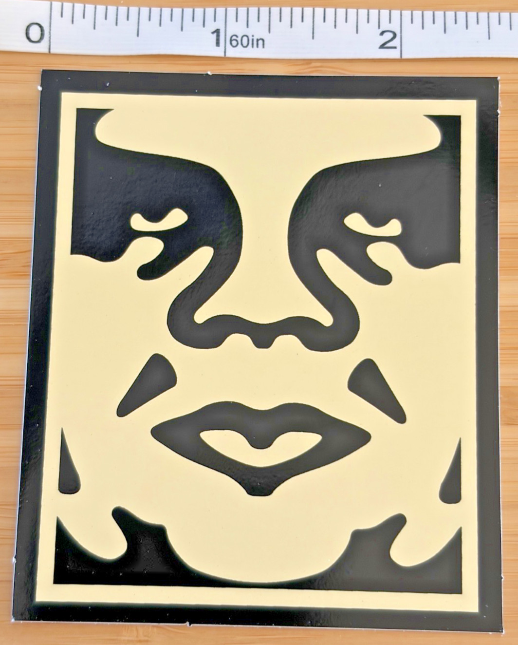 SHEPARD FAIREY OBEY GIANT TAN BEIGE STICKER 3" x 2.5" NEW