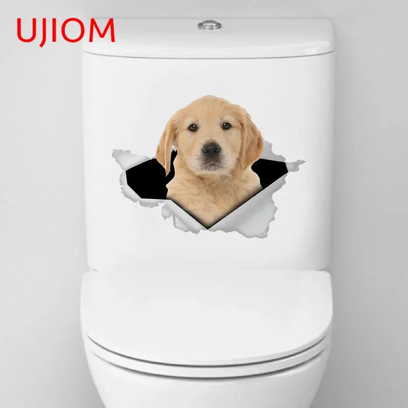 UJIOM 13cm Cute Crack Pet 3D Dog Wall Sticker Opaque Waterproof Self-adhesive