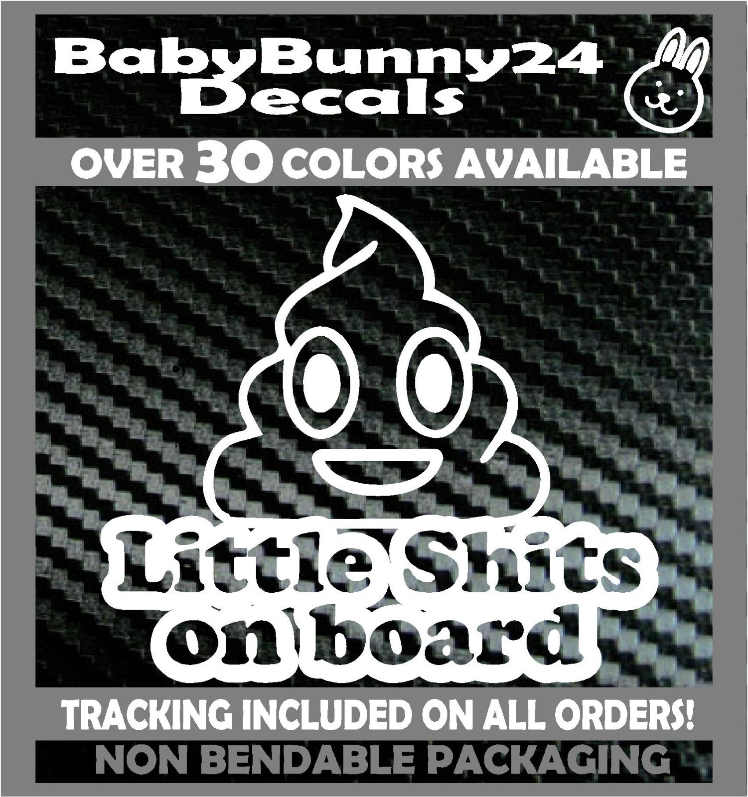 Little Poops on board Kids Mom emoji baby Car Truck Van Vinyl Decal Sticker poop
