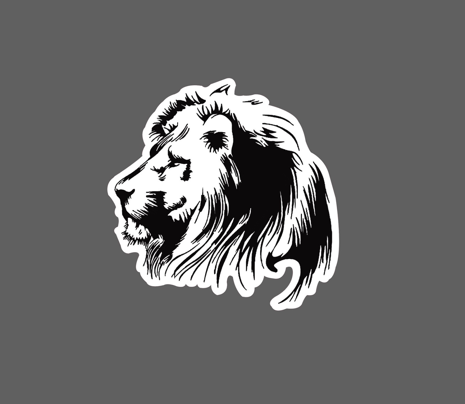 Lion Sticker Simplistic Black and White Waterproof Animal Nature Gift NEW
