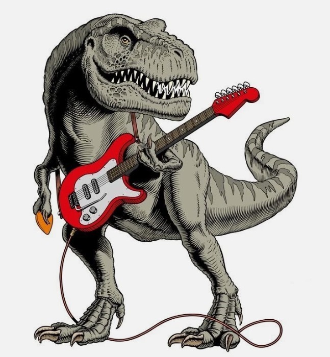 T Rex Electric Guitar Phone Sticker (2 Inch) Jurassic Music Musician