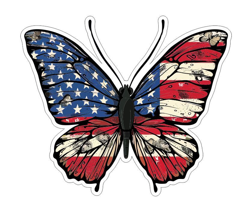 Patriotic Butterfly Sticker A37