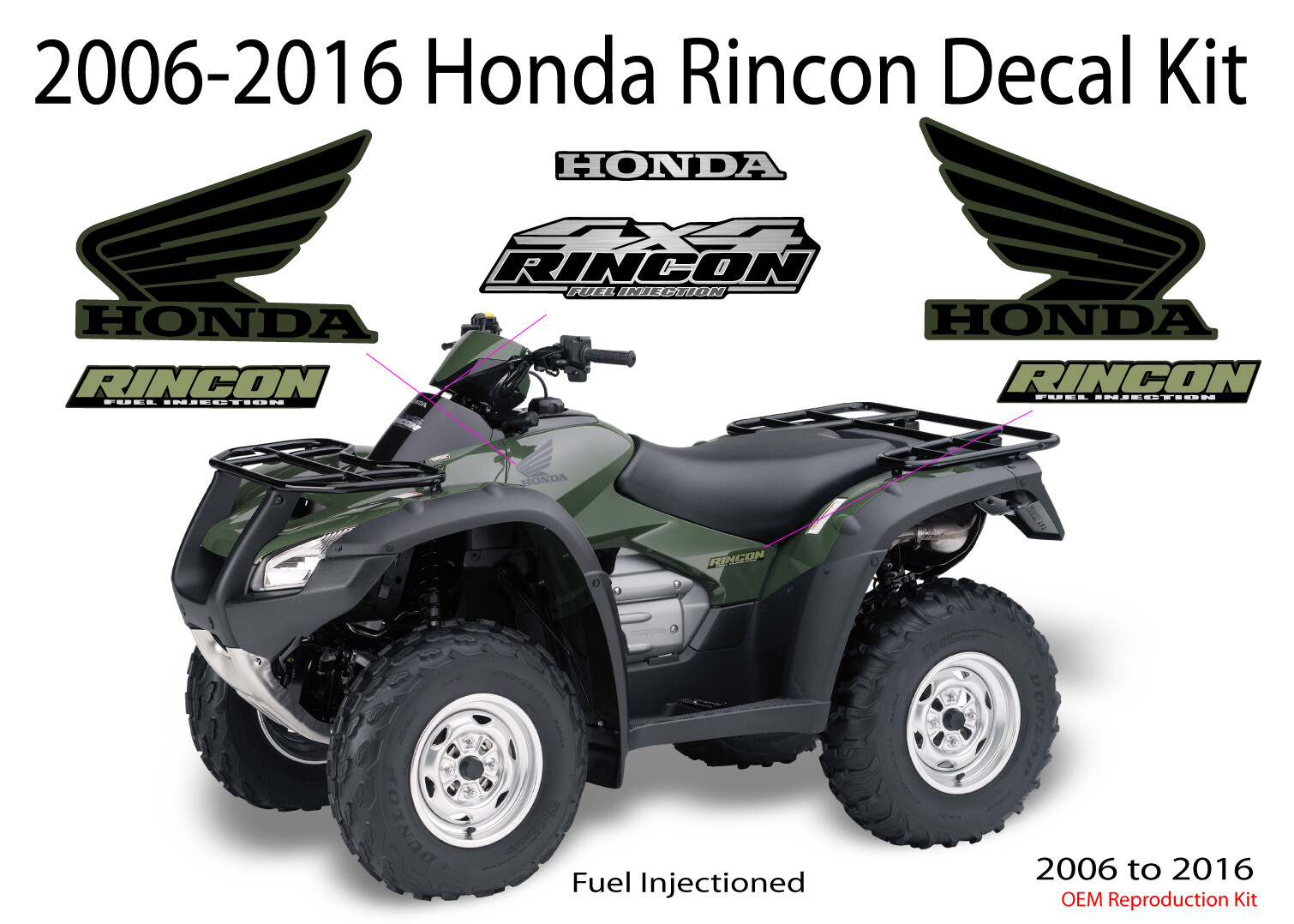 2003 2006 2008 2017 2022 OEM Honda Rincon 4×4 Decal kit Graphics Marks sticker