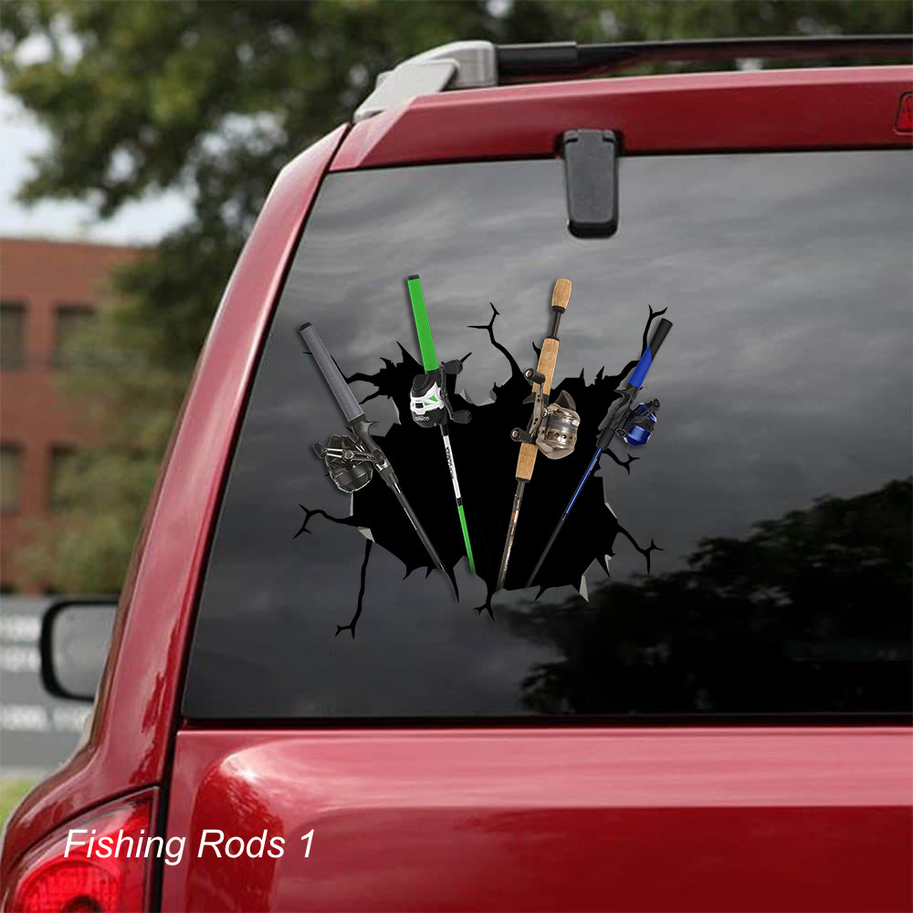 LARGE-SIZED CAR DECAL – FISH & FISHING – 8 CHOICES