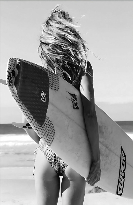 Surfer Girl Beach Ocean Wall Vinyl Decal Poster Print (Removable Adhesive)