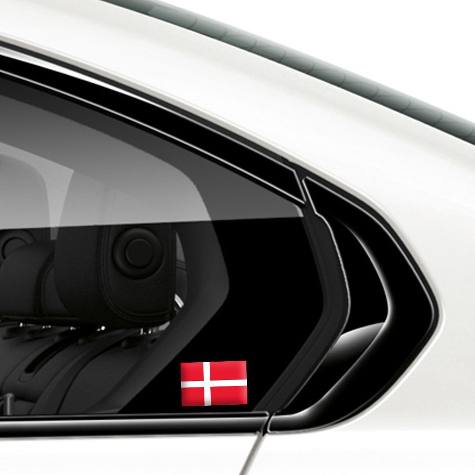 Denmark Flag Dome Sticker 3D Resin Decal Round Glossy Multiple Sizes