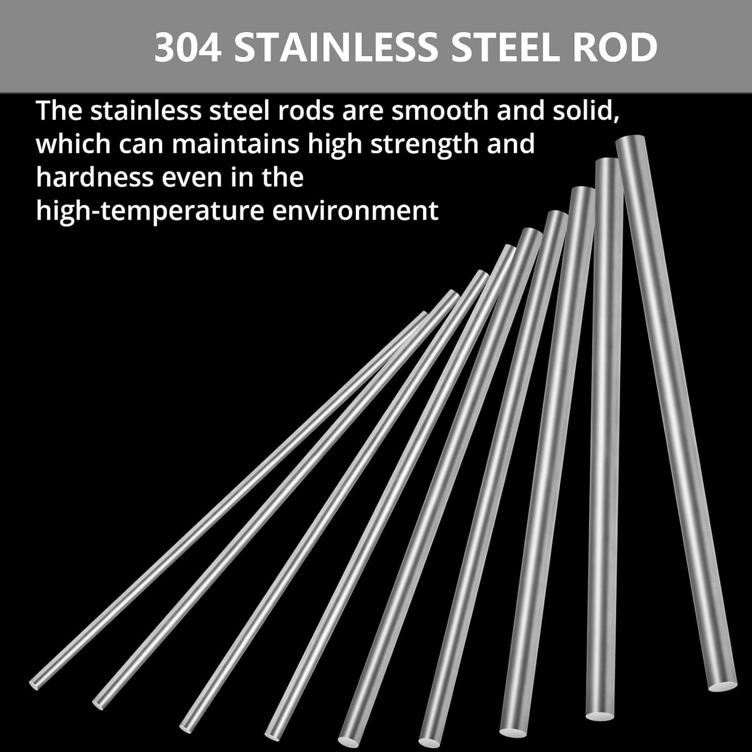 12 Pcs 304 Stainless Steel round Rod,Phiowocx 1/8” X 12” Metal Solid Shaft Rods