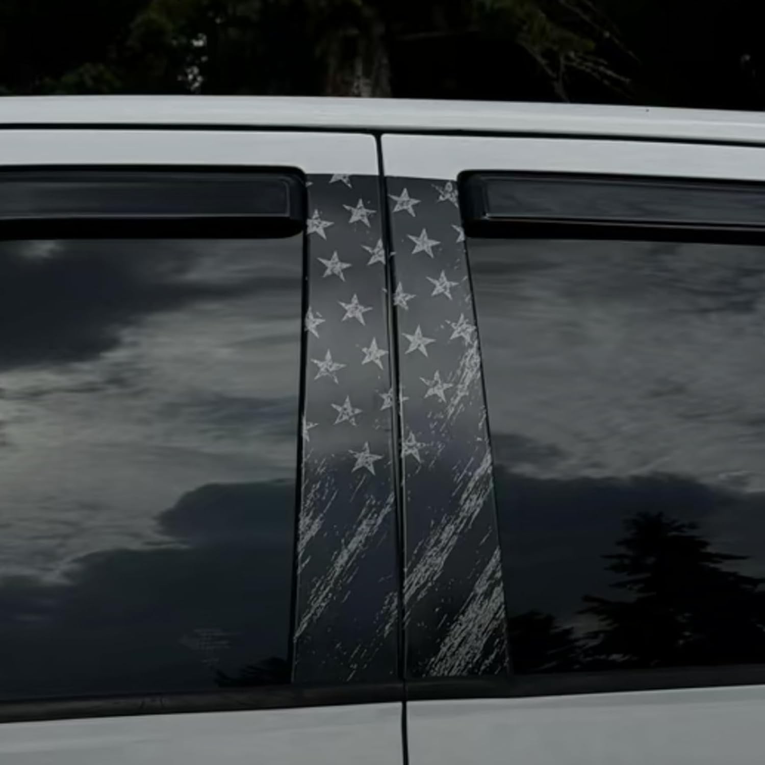 Universal 2PCS Car Pillar American Flag Decal – Distressed Matte Black Vertic…