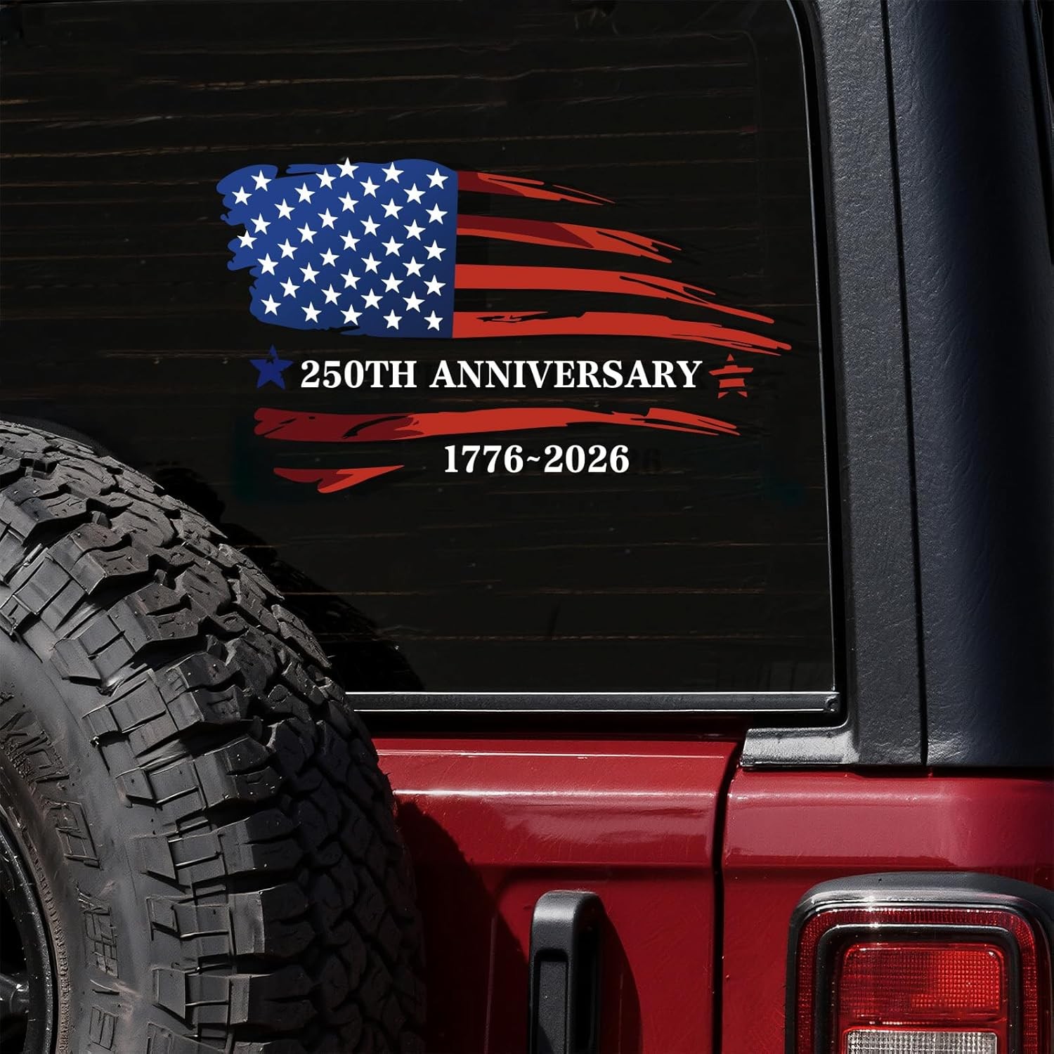 2 Pack America 250th Anniversary 1776-2026 Car Window Decals, American Flag Viny