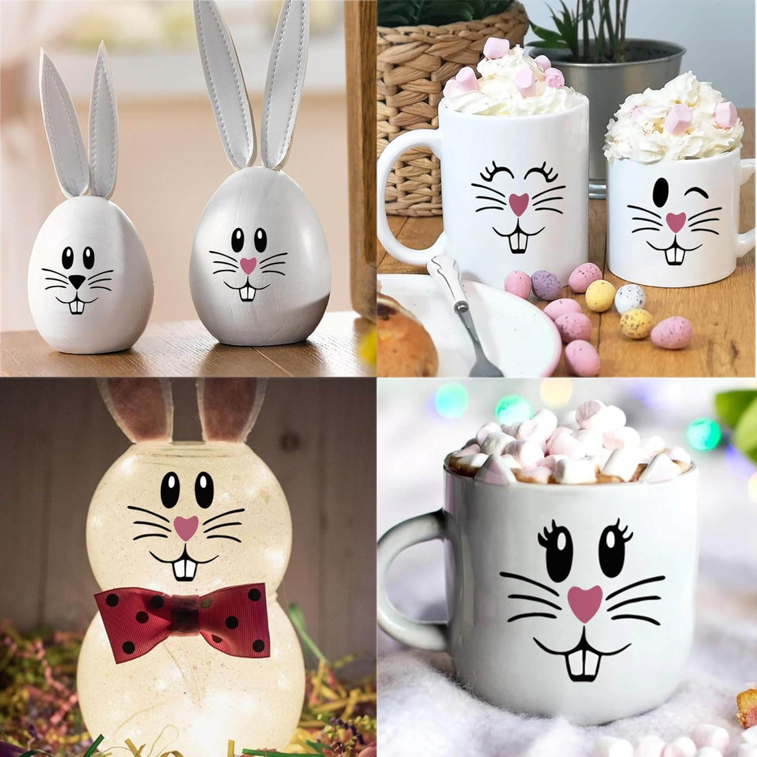 18 Pcs Easter Bunny Face Vinyl Decals – Bunny Faces DIY Craft Vinyl Art Stickers