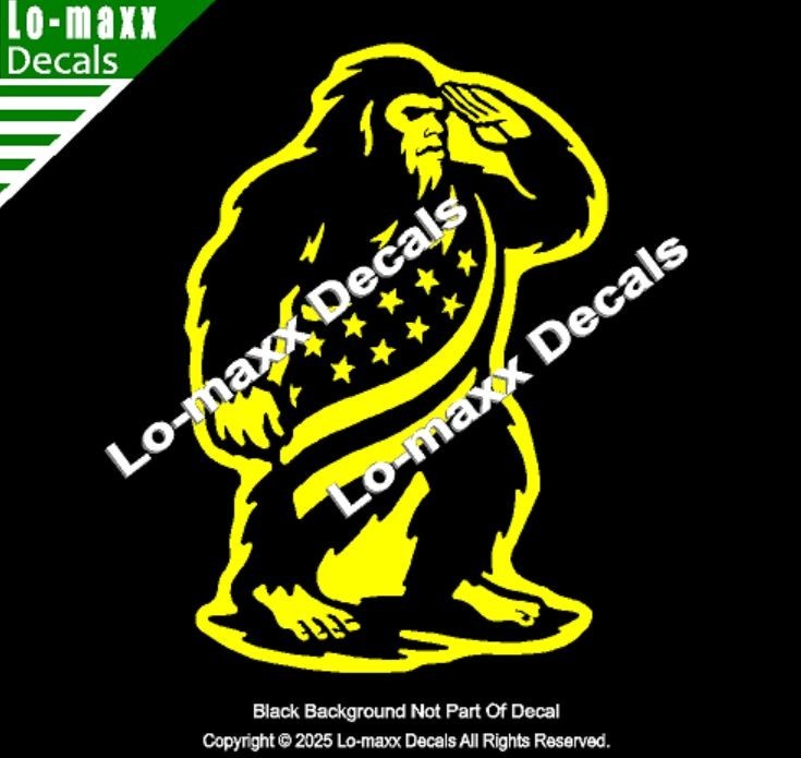 Patriotic Bigfoot Decal American Freedom Flag Sasquatch Sticker USA Vinyl Art