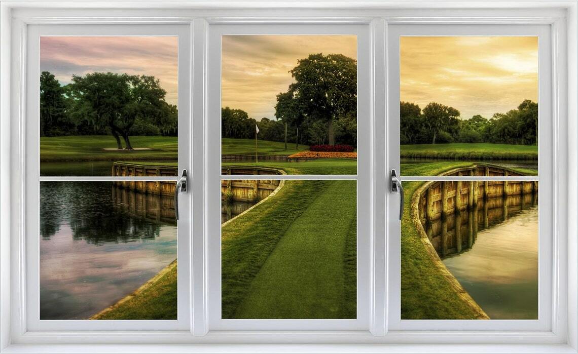 WindowScape Hole 17 at TPC Sawgrass Golf 3D Window Wall Decal Vinyl Sticker