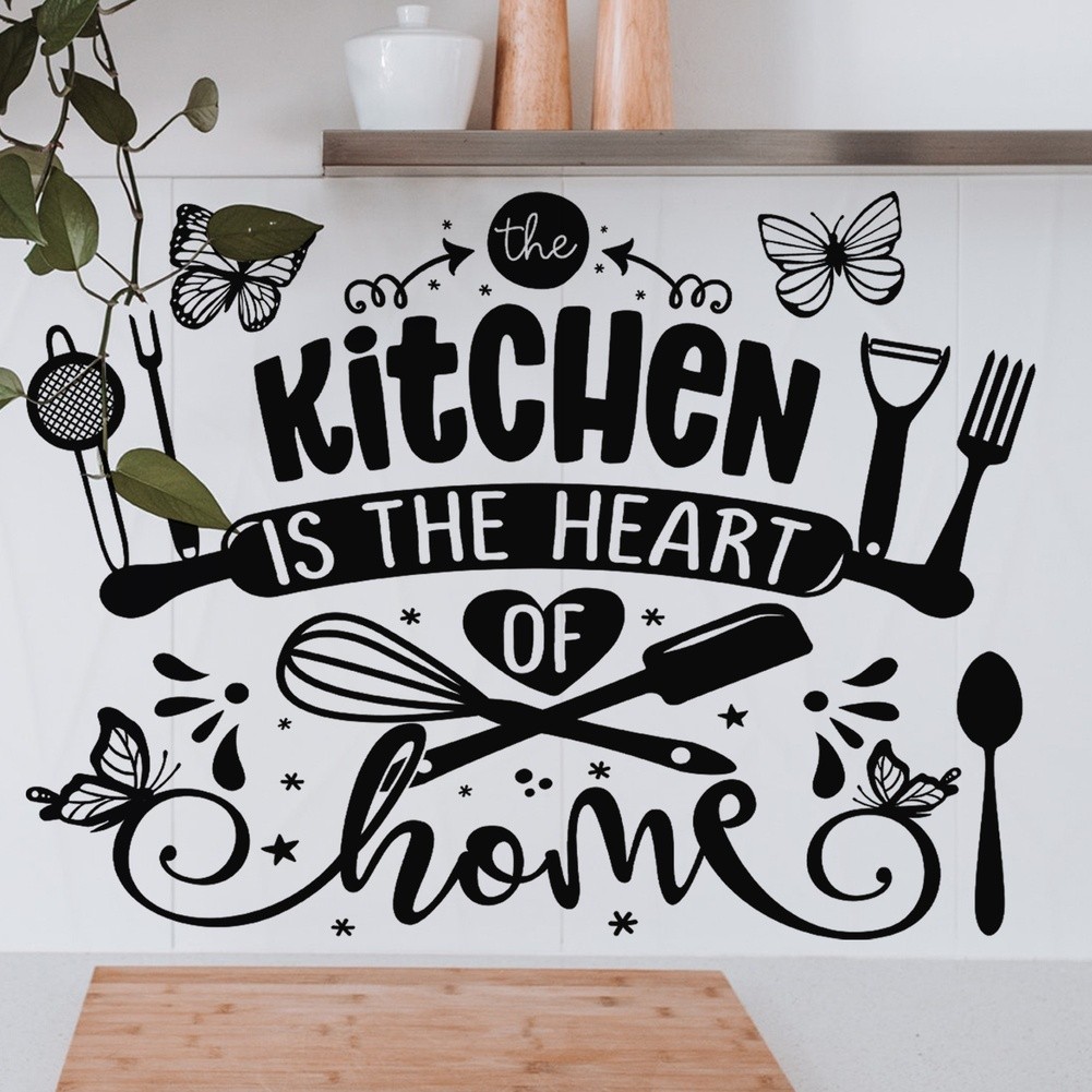 Kitchen Wall Sticker Black White Silhouette PVC for Home and Commercial Use