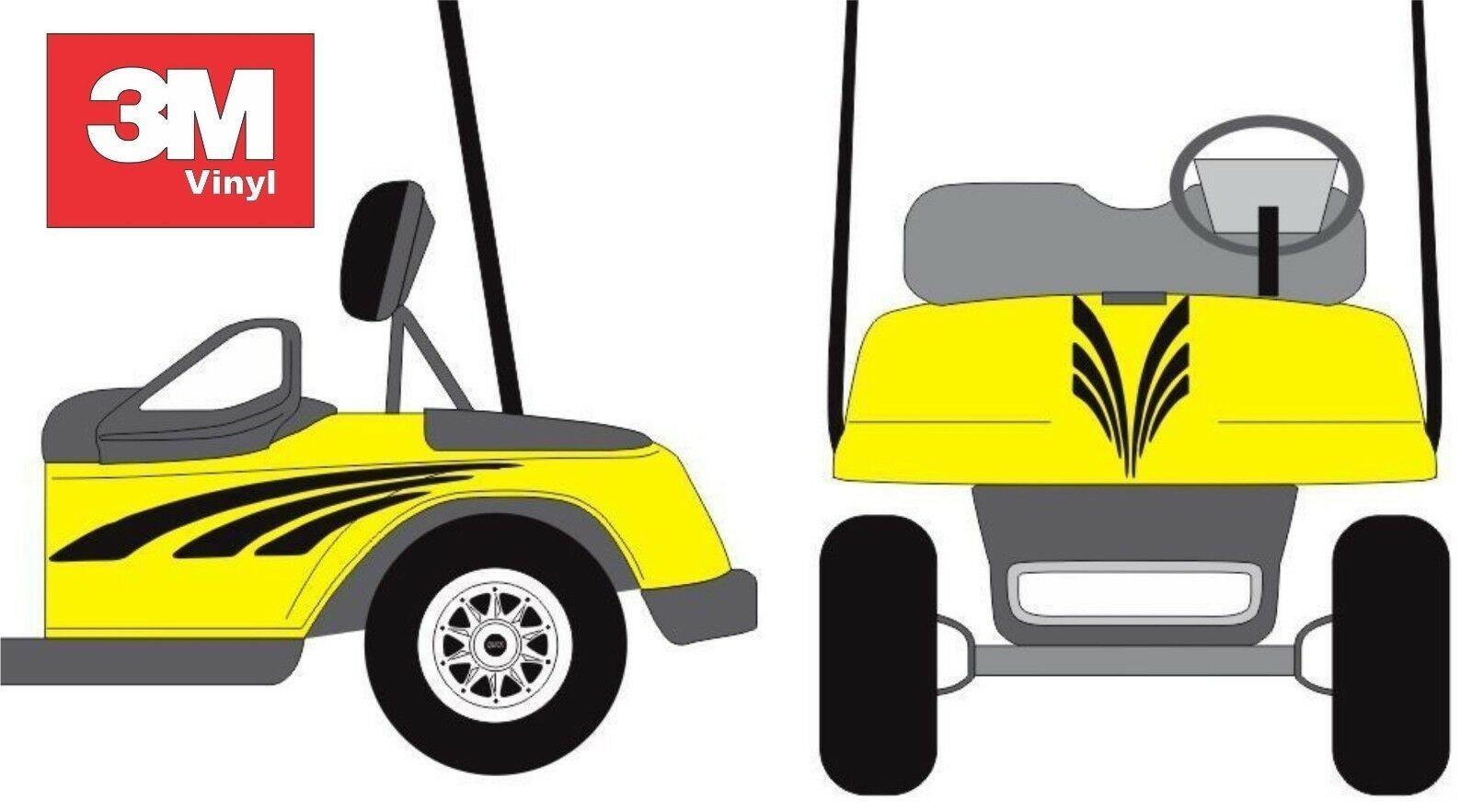 Atari Golf Cart Stripe 3M Decal Graphic Sticker EZ Go Club Car Yahamma HDK GEM