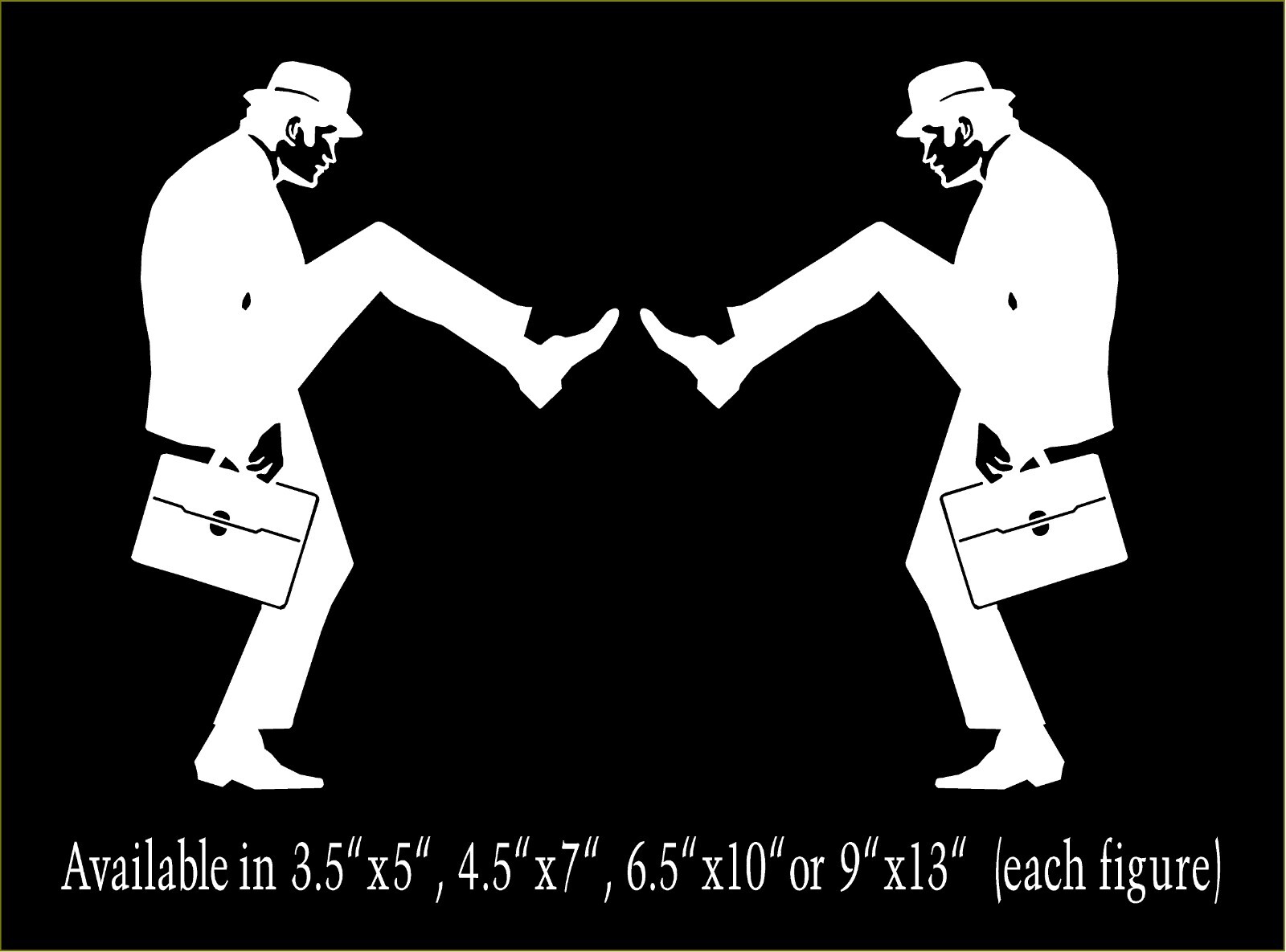 Silly Walks Man Decal Mirrored Image Set Monty Python window funny vinyl sticker