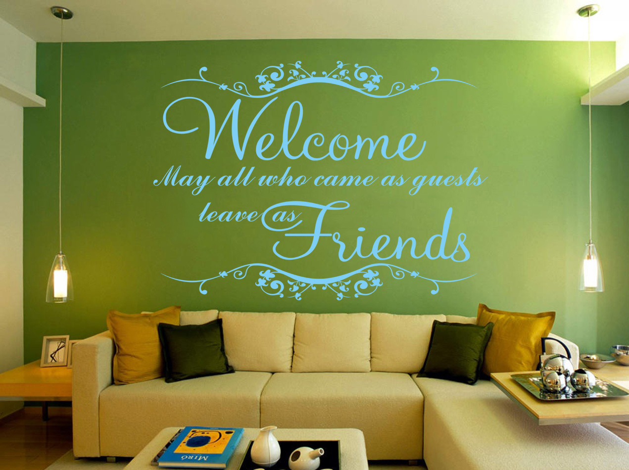 Hand Carving WELCOME FRIENDS Words Quote Wall ART Sticker Decor UK RUI173
