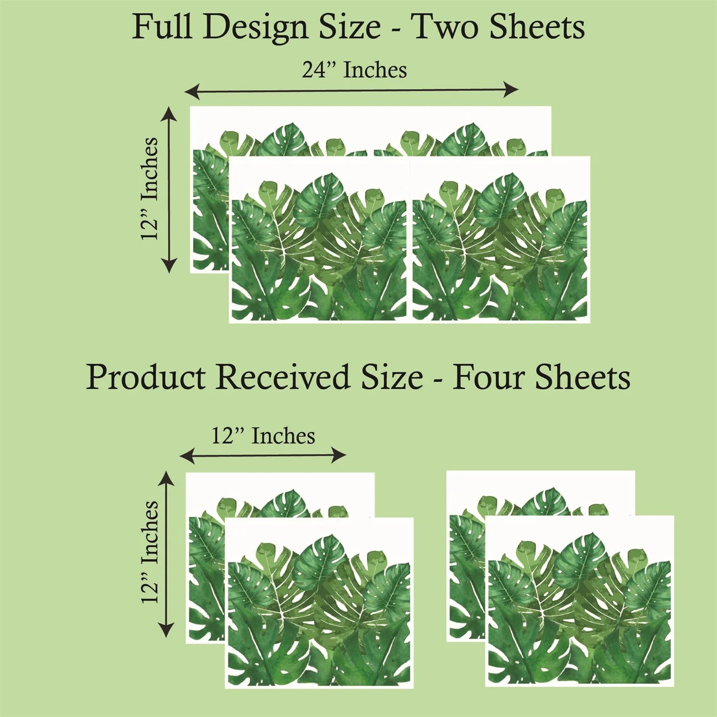 Monstera Window Clings 4 Sheets 12×12 Bird Safe Tropical Leaf Static Cling Decal