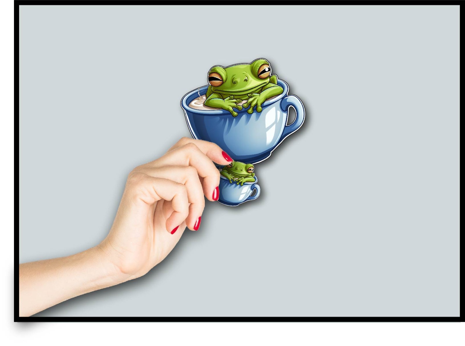 Frog in Coffee Cup Decal Sticker Caffeine First Tree Bull Toad Amphibian Love