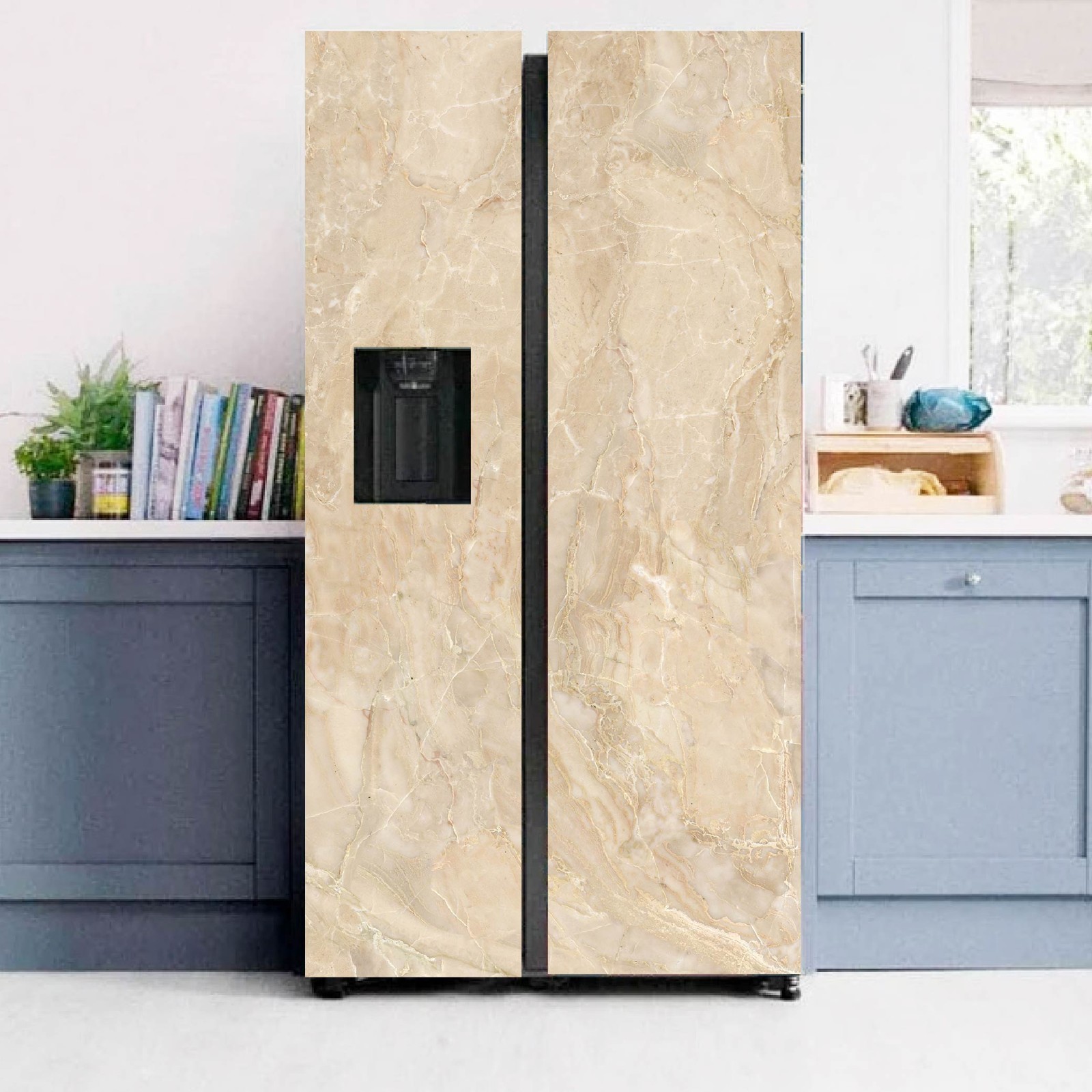 Marble Fridge Wrap Removable, Waterproof Appliance Cover