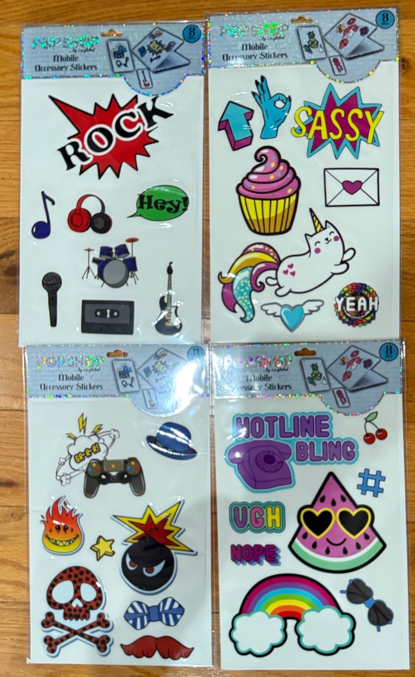 Pop Shop Mobile Accessory Stickers Tiger Pizza 8pc Lot Of 4