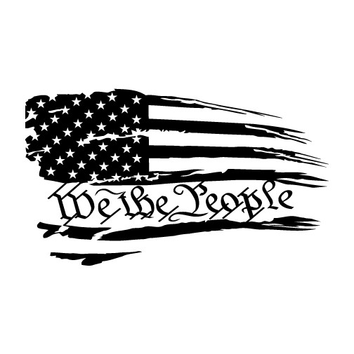 American USA Distressed Flag With We The People Die Cut Decal