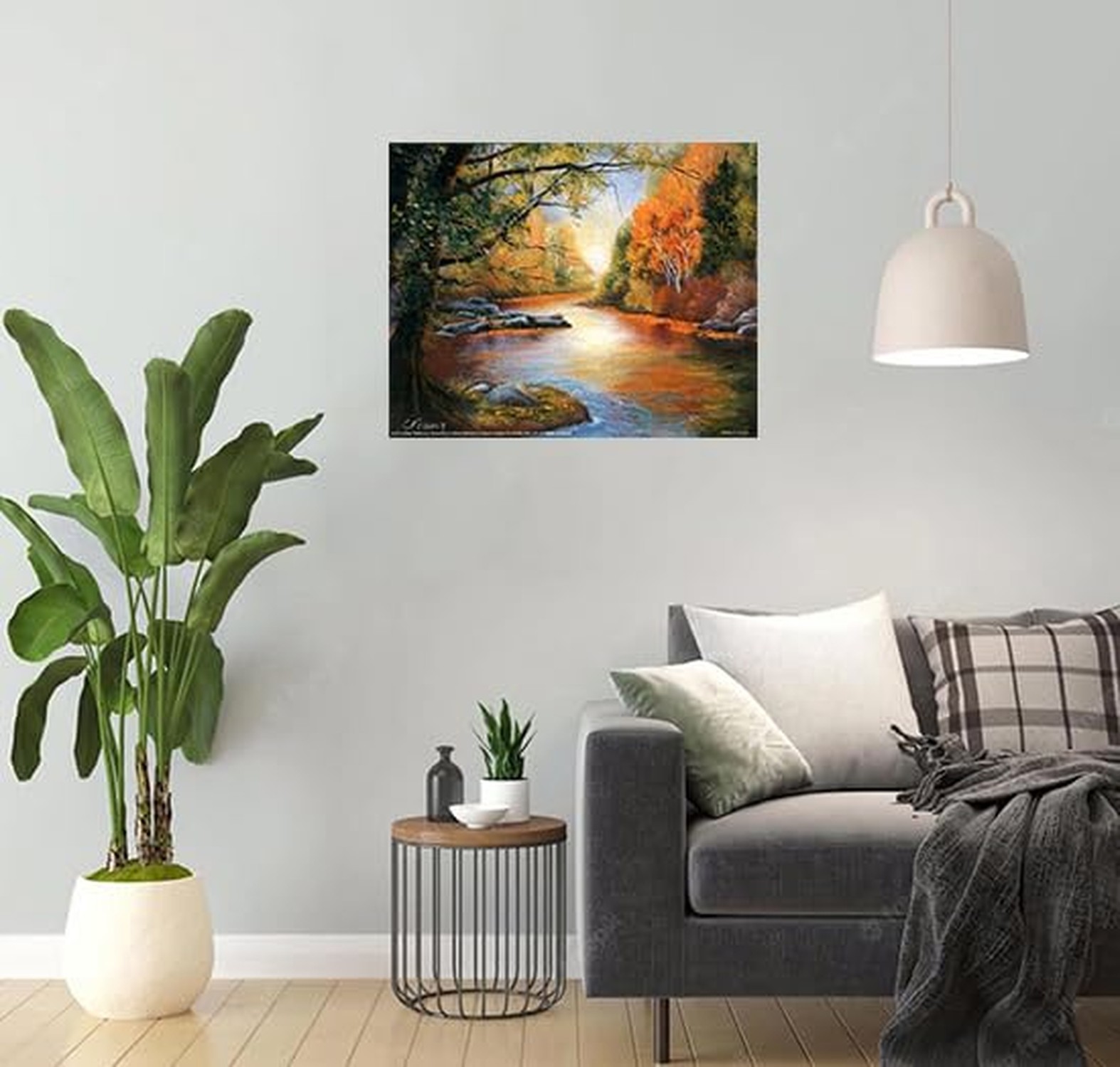 Scenery Forest Creek Water Reflection Nature Calming Landscape Wall Decor Art…