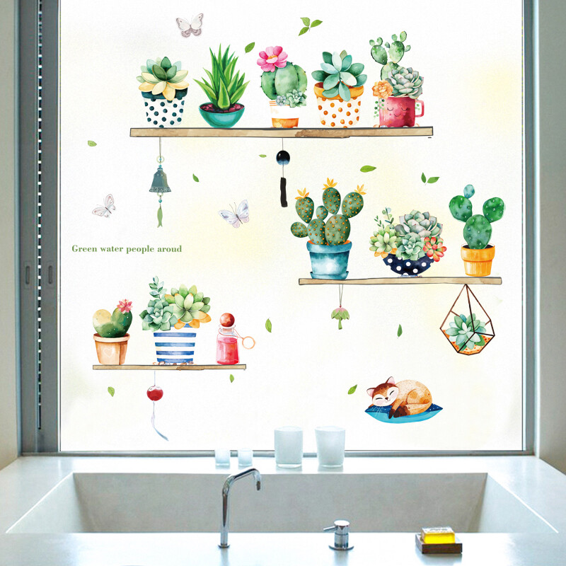 Removable Vinyl Wall Decal succulents Sticker Art Home living Room DIY Decor