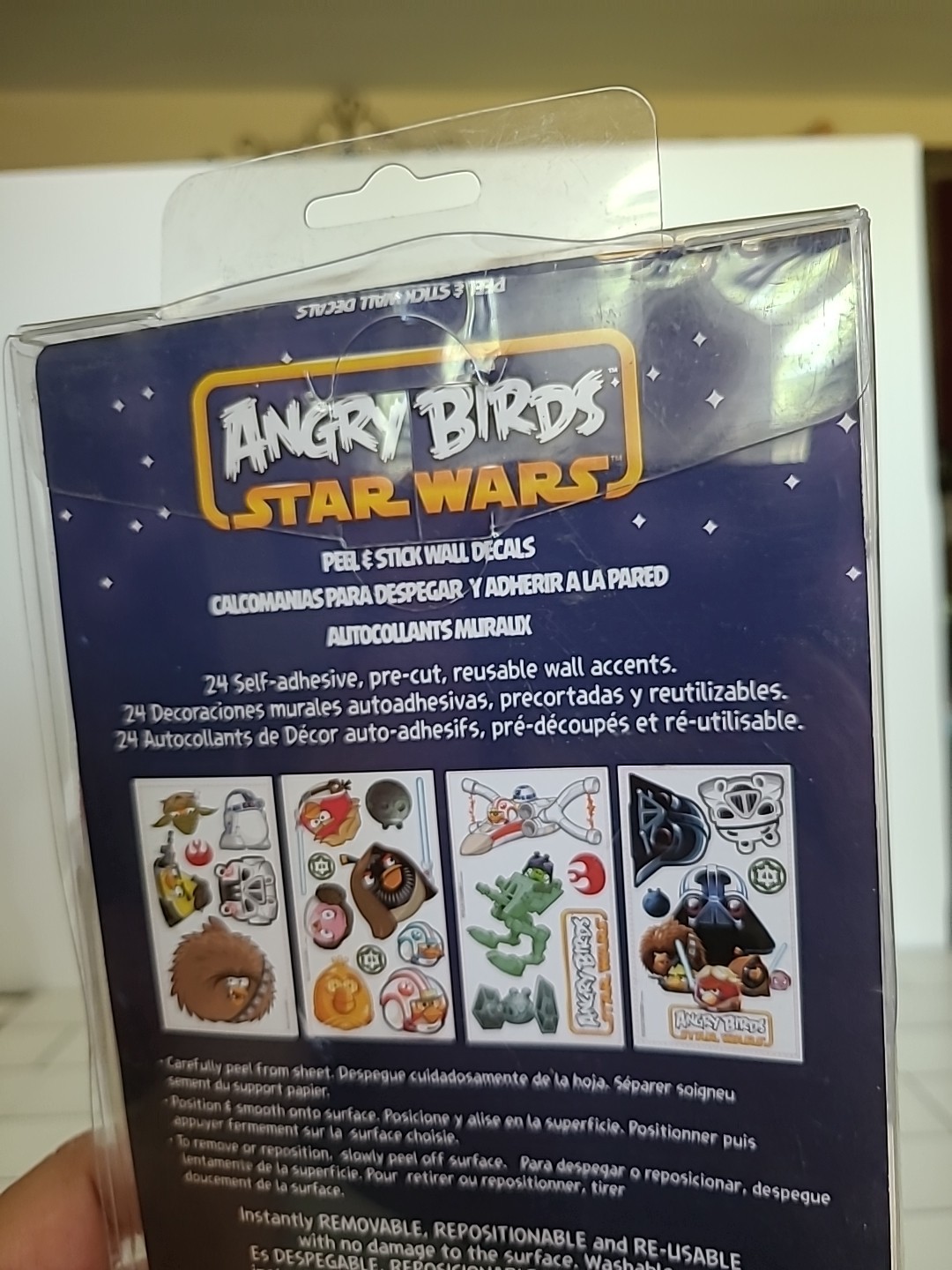 NIP-Angry Birds Star Wars Peel and Stick Appliqués Decals! 24 Reusable Decals HH