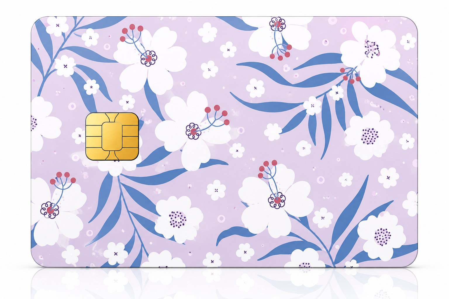 Lavender Floral Credit Card Skin White Flower Debit Card Sticker