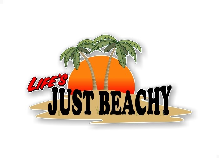 Life's Just BEACHY Tropical Island 7" Decal Sun Surf Sand Palm Beach Sticker