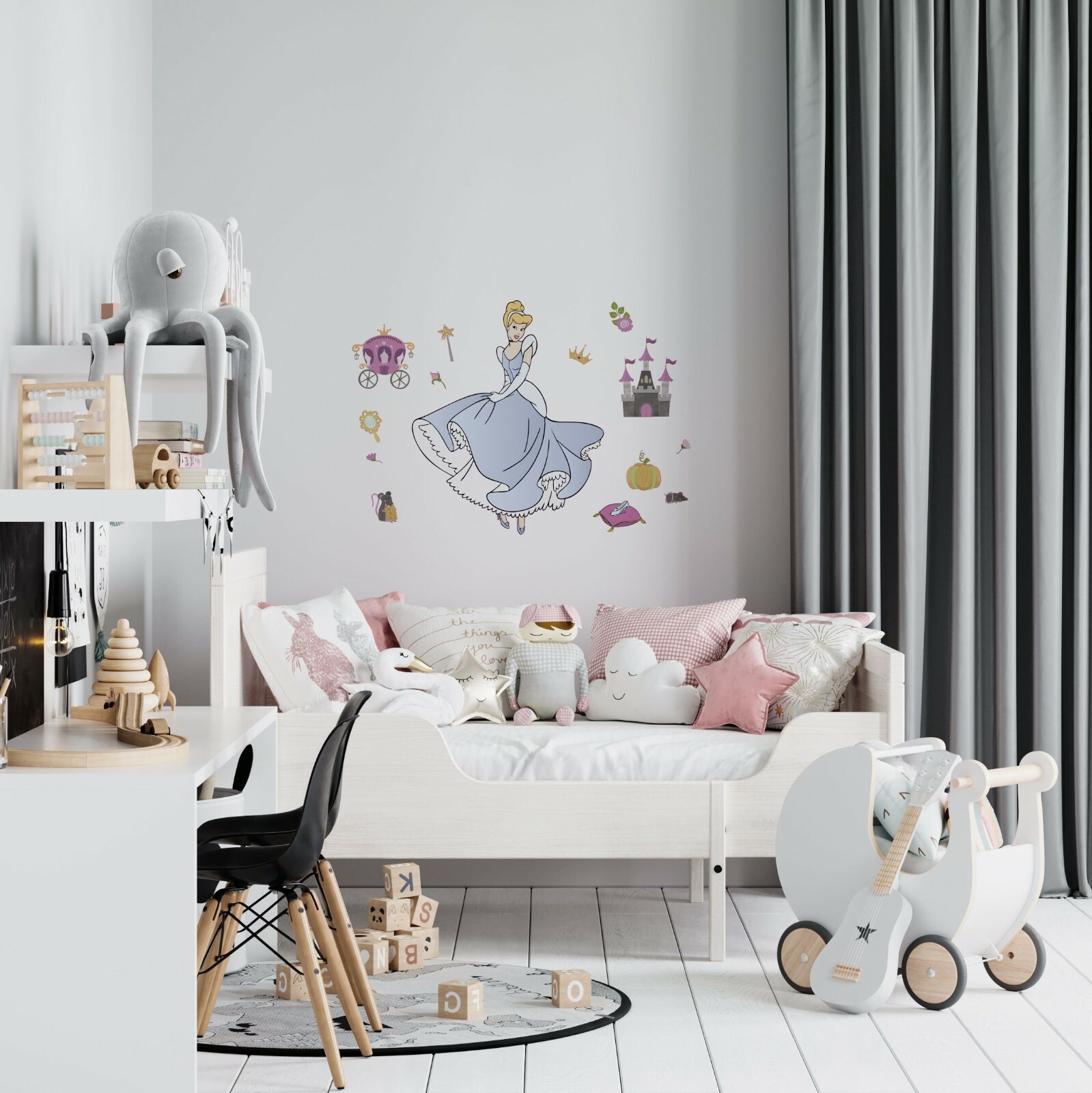 Kids Bedroom Nursery Cinderella Decor Disney Princess Vinyl Wall Decal Sticker
