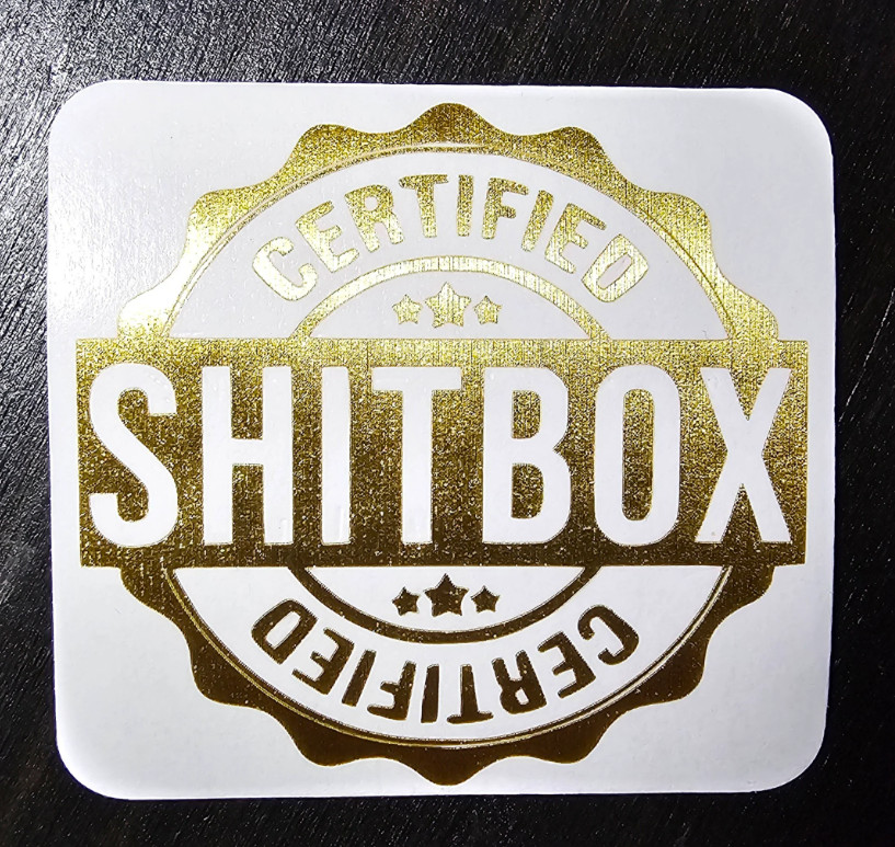 Certified Sh*tbox Gold Decal – Brushed Metallic Gold Vinyl 5"
