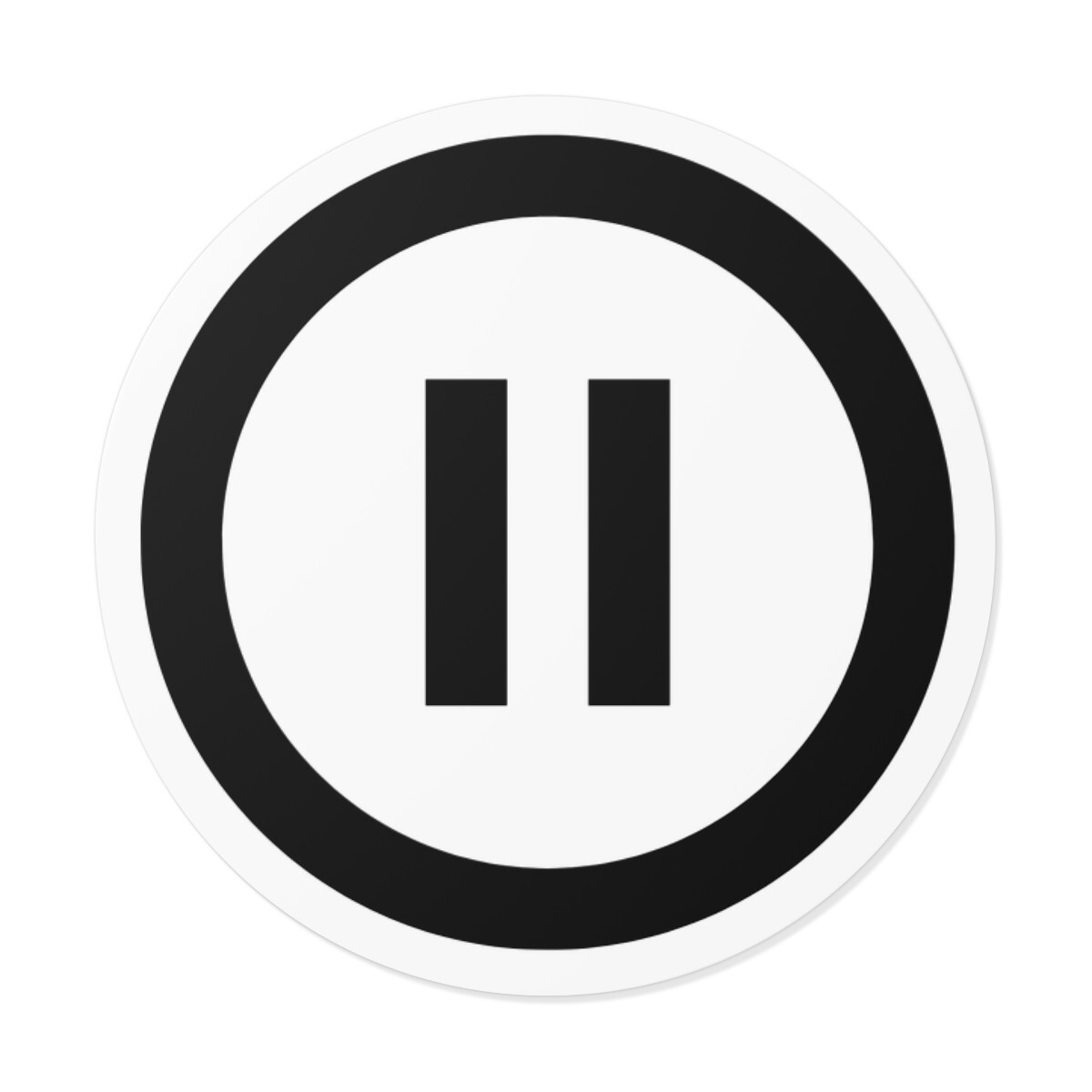 "Round vinyl sticker with pause symbol Stick it anywhere!" Waterproof Removable
