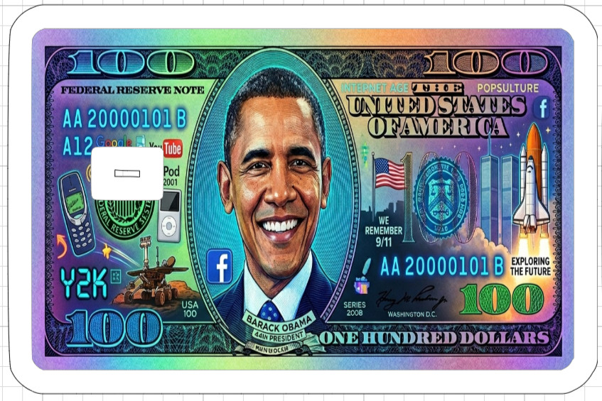 Black Money Art Credit Debit ATM Gift Card Skin Sticker Obama African American