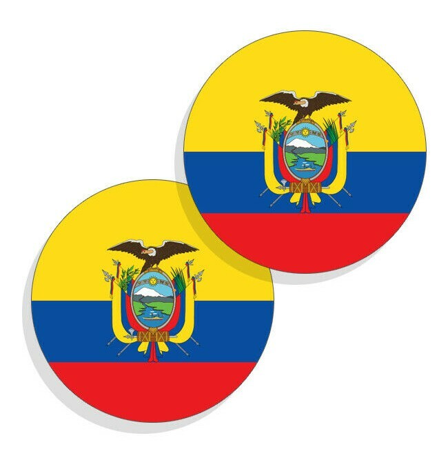 Ecuador Flag Stickers Flag Decals Vinyl Indoor Outdoor Stickers Round 4 pack