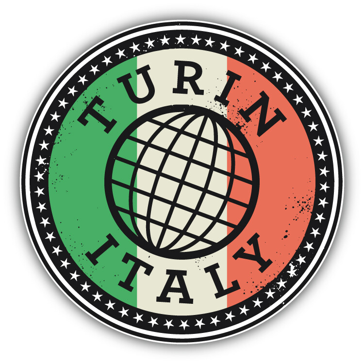 Turin Italy Flag Travel Grunge Stamp Car Bumper Sticker Decal