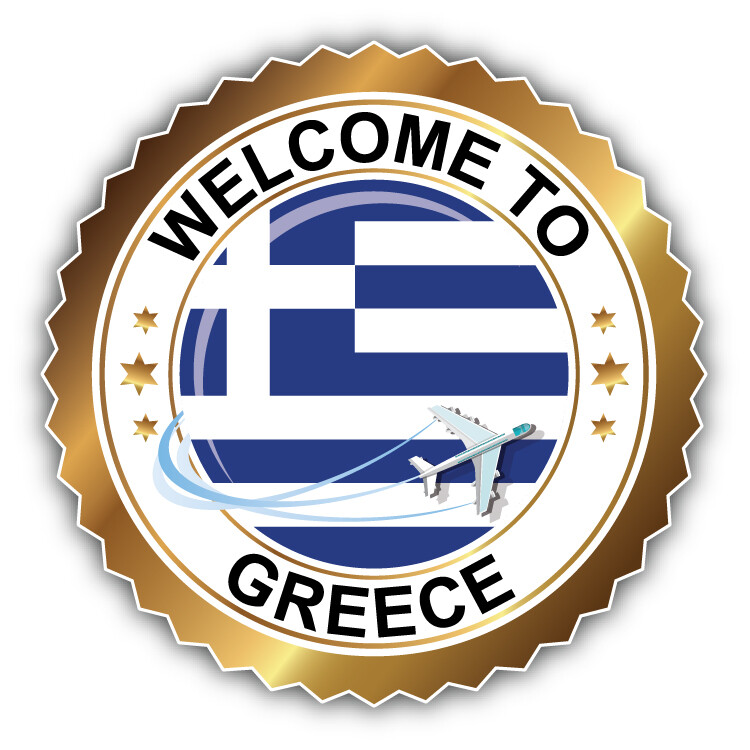 Greece Flag Welcome Label Car Bumper Sticker Decal