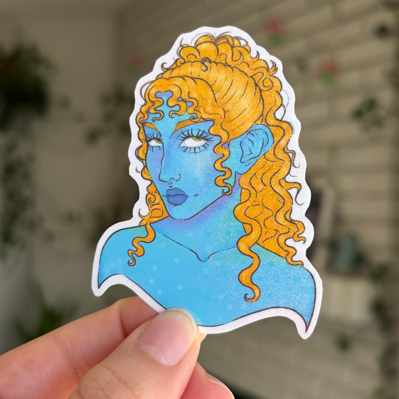 Fantasy Character Portrait Sparkle Vinyl Sticker 3” Original Art – graveshrug