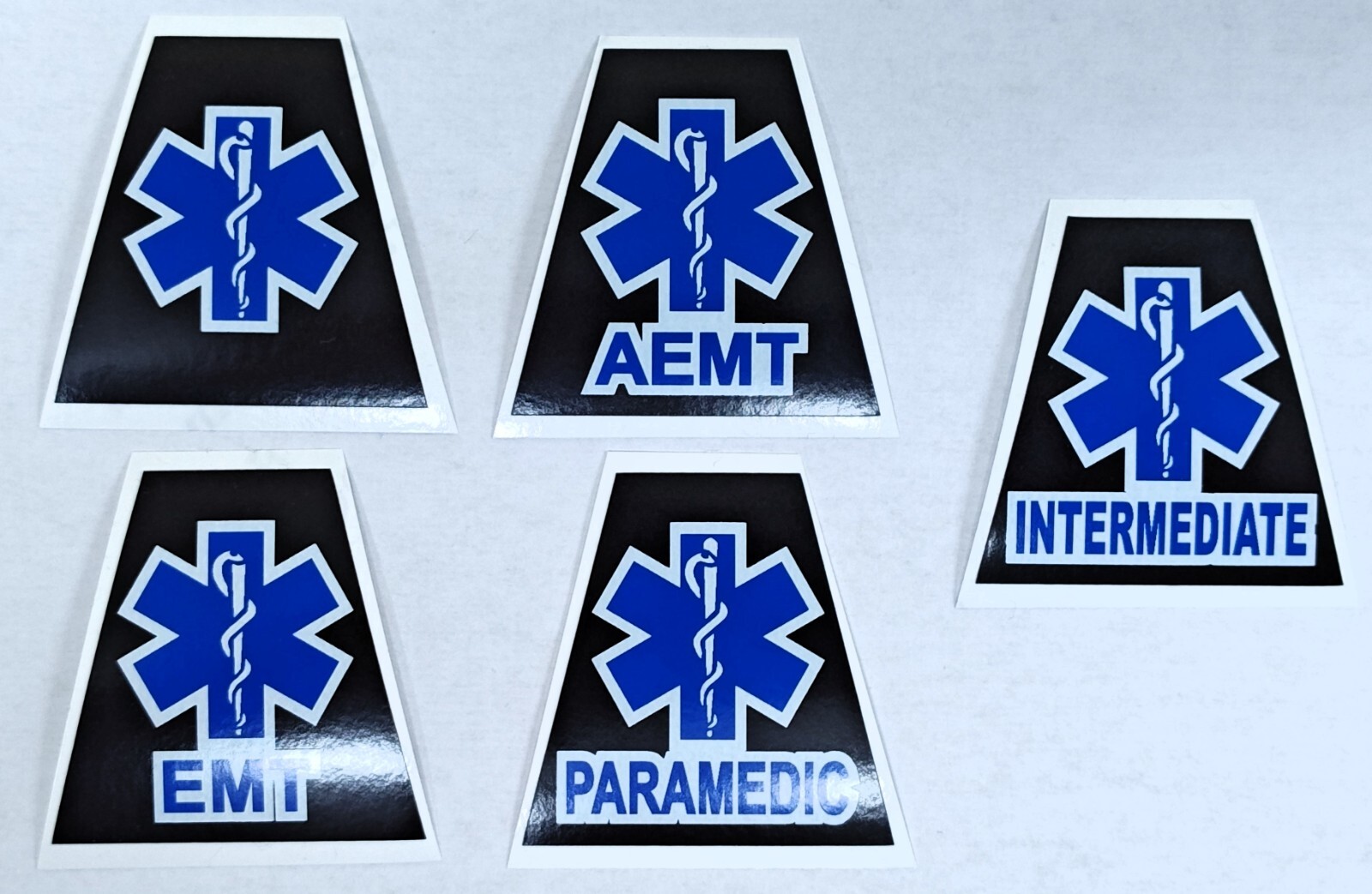 Reflective Black EMS EMT PARAMEDIC AEMT Interm Tetrahedron Helmet Decal You Pick