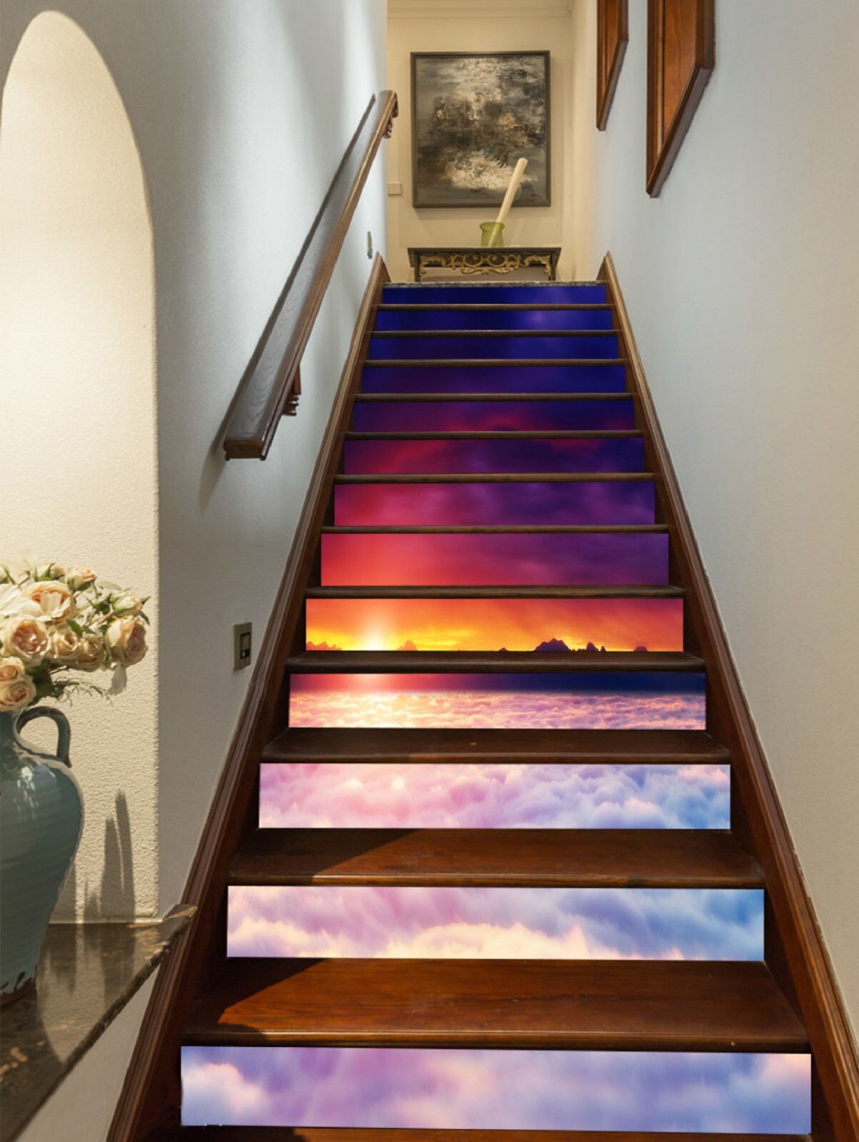 3D Clouds Sunset AZ1381 Stair Risers Decoration Mural Vinyl Wallpaper Kay