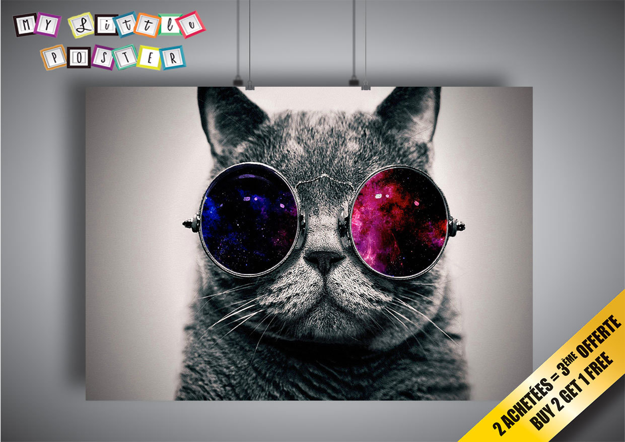 Cat Poster With Glasses Pop